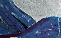 a painting of a blue and white wave