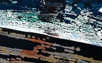 a close up of an abstract painting of a boat